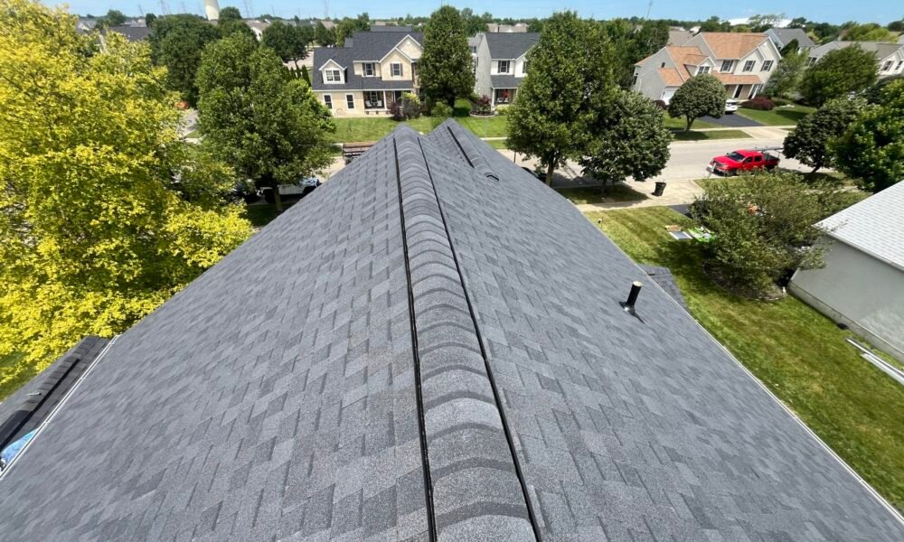 roofing jeffrelyn drive hilliard ohio 21 moire black certaineed shingles on new roof sunny day hilliard ohio